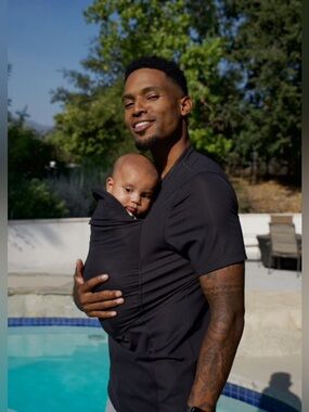 Lalabu Dad Shirt V-Neck Babywearing Kangaroo Pouch Carrier 2XL Mens Black